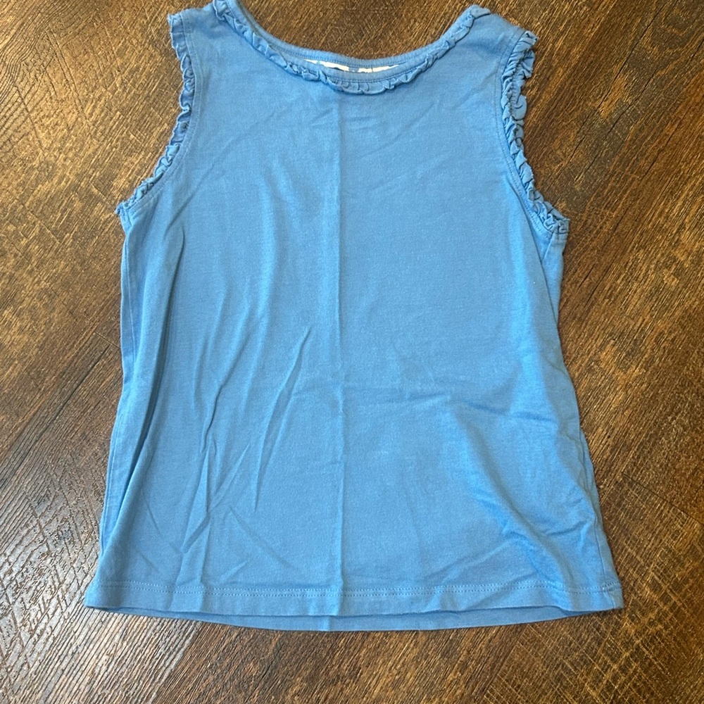 Mini Boden Blue Ruffle Trim Tank Top 7/8